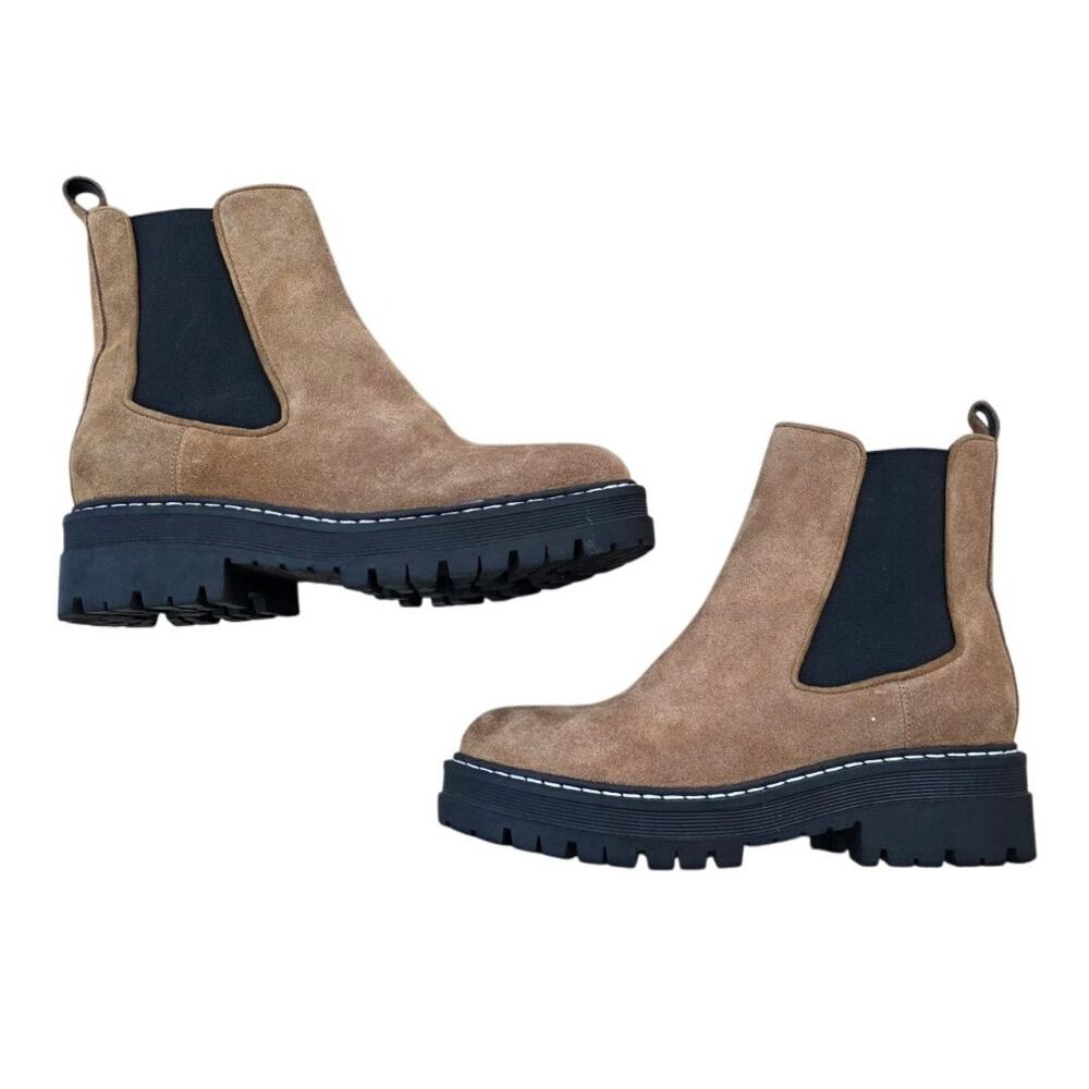 Marc Fisher Tan Suede Chelsea Lug Booties